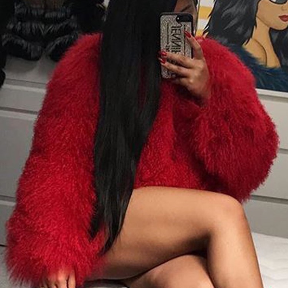 Red faux fur